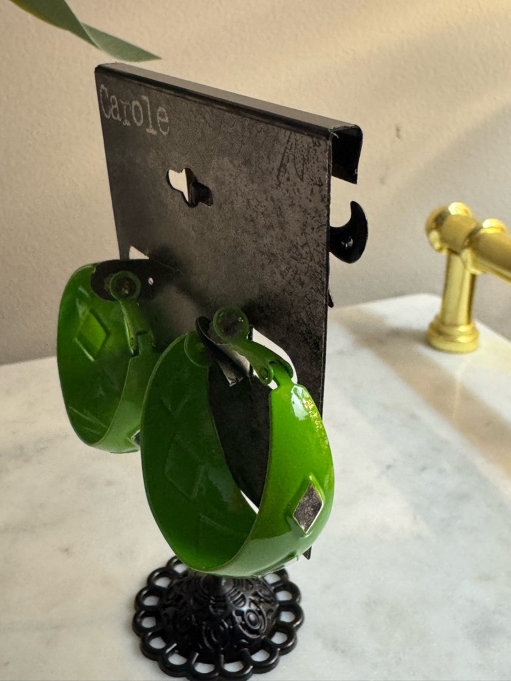Carolee Lime Green Enamel Hoop Wall Hooks